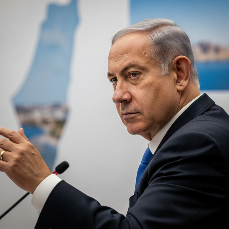 Illustration for: Netanyahu Discusses West Bank Annexation and Peace