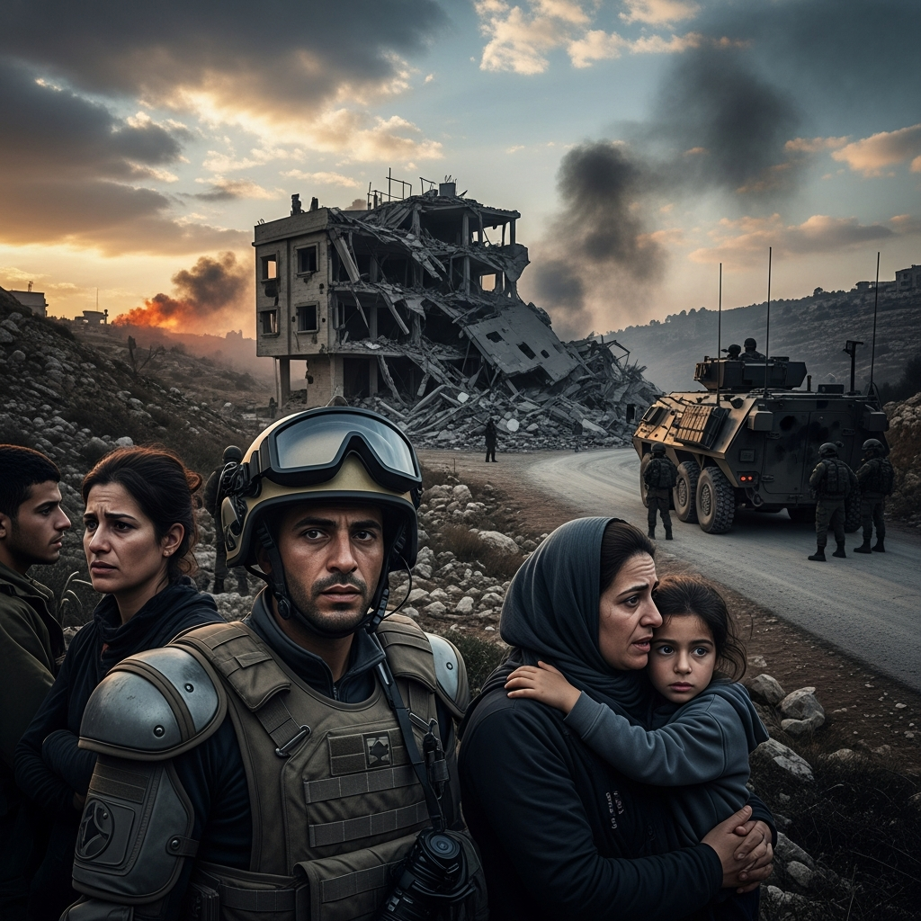 Illustration for: Israeli Airstrikes and Tense Situation in Southern Lebanon