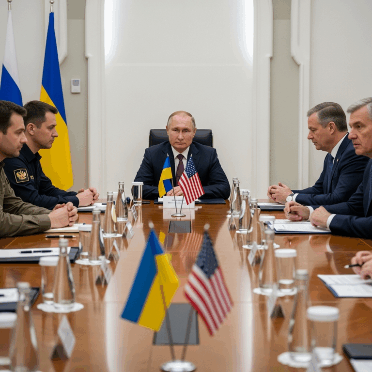 Illustration for: Putin Meets with US and Ukrainian Delegations