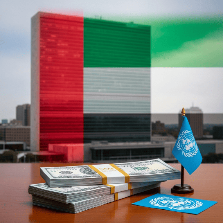Illustration for: UAE Pledges $550M to UN's Global Humanitarian Efforts
