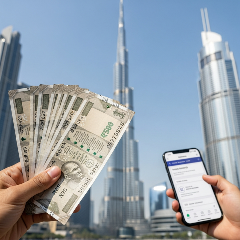 Illustration for: Record Low Rupee Spurs UAE Remittances