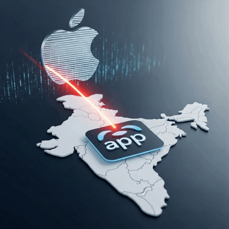 Illustration for: Apple Resists India’s Cyber Safety App Mandate