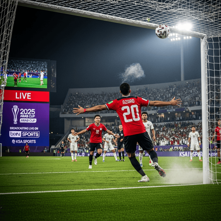 Illustration for: 2025 Arab Cup: Azaro Scores, Broadcasting Details