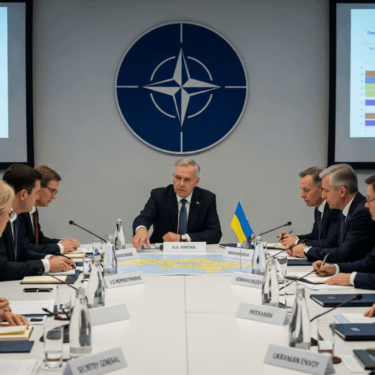 Illustration for: NATO Summit Discusses Ukraine Peace Plan