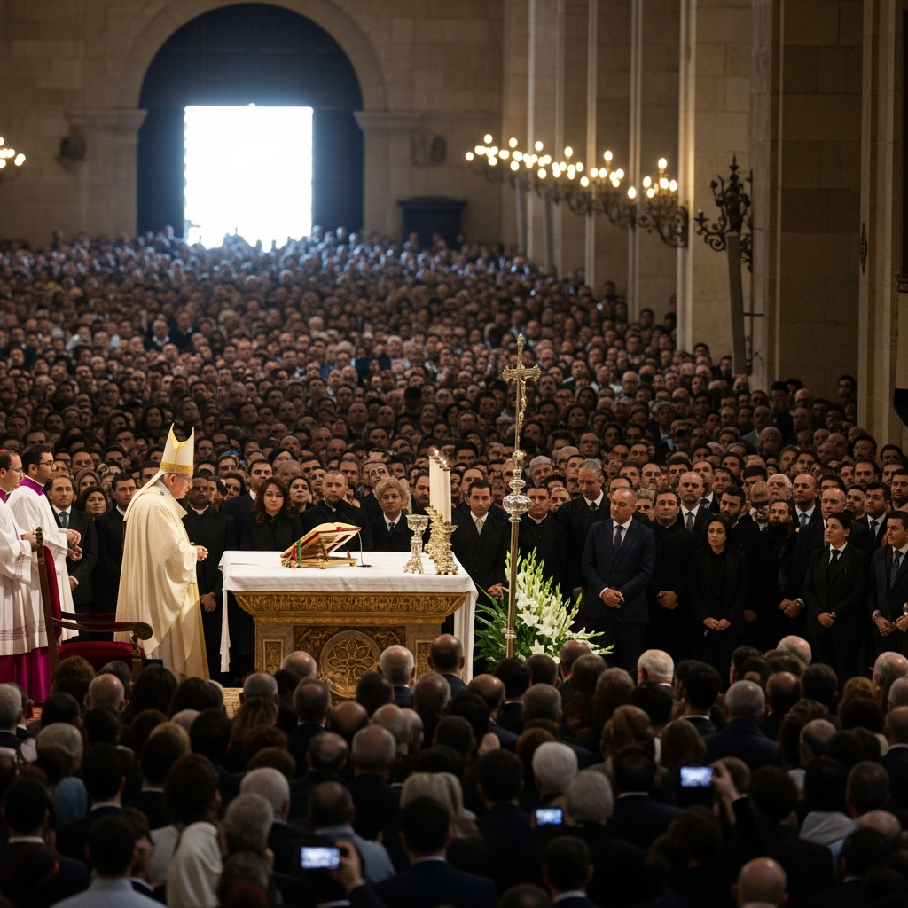 Illustration for: Pope Leo XIV's Mass in Beirut Draws Thousands