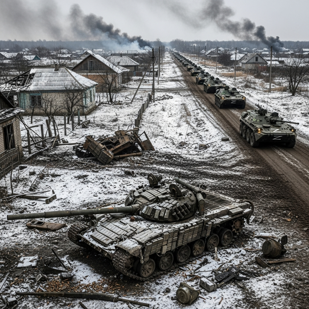 Illustration for: Russian Forces Advance in Sumy, Thwart Ukrainian Offensive