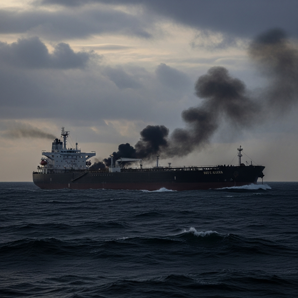 Illustration for: Oil Tanker Fire and Attacks in Black Sea