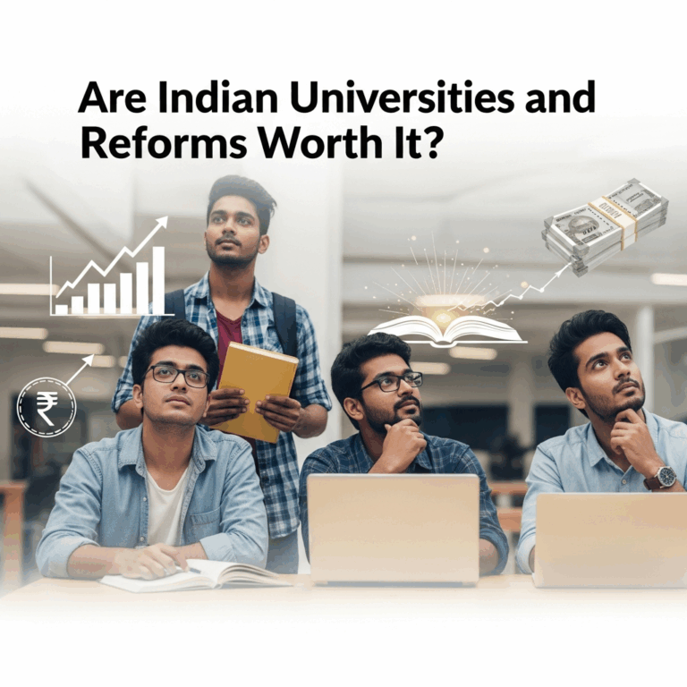 Illustration for: Are Indian Universities and Reforms Worth It?