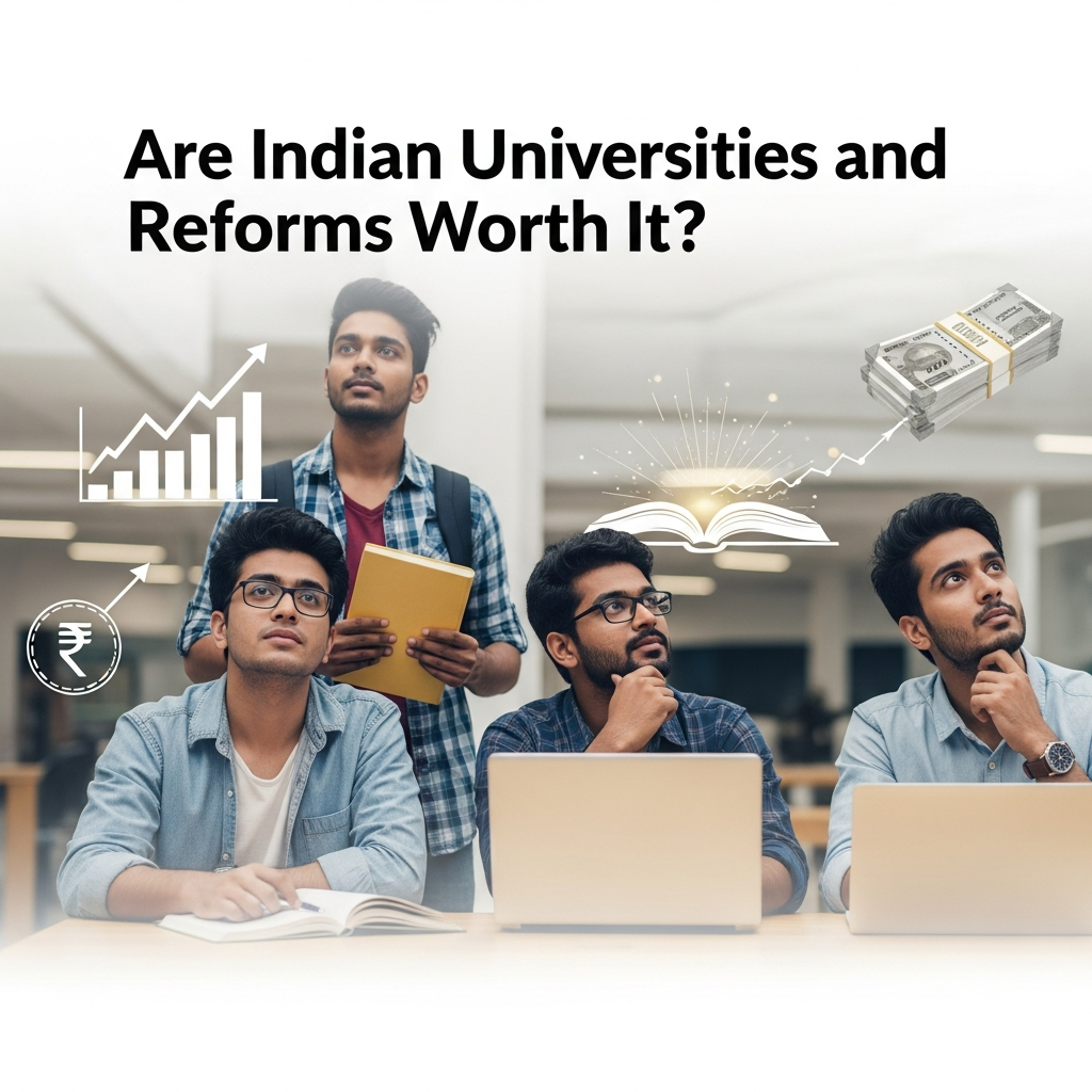 Illustration for: Are Indian Universities and Reforms Worth It?