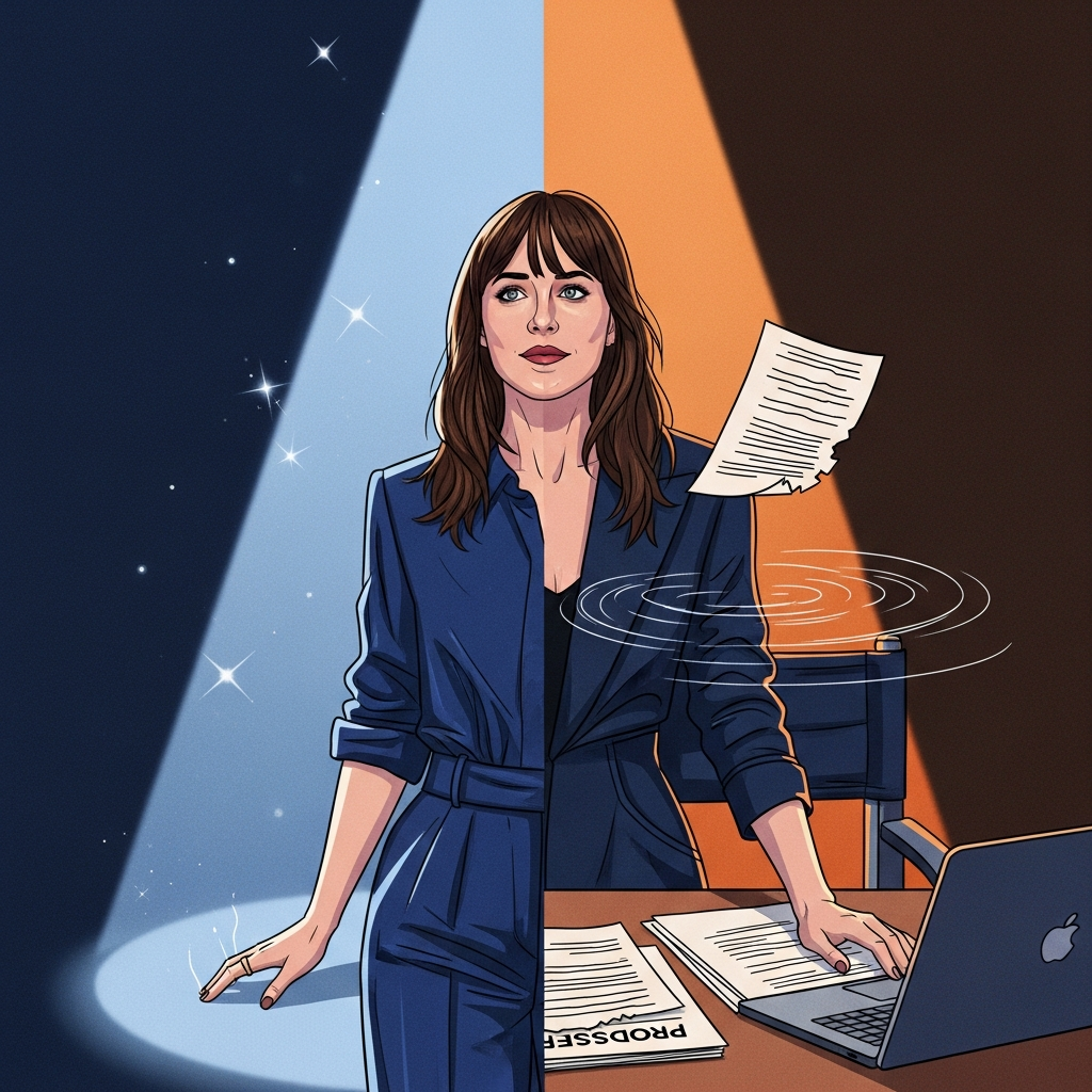 Illustration for: Dakota Johnson on Producing and Acting Challenges