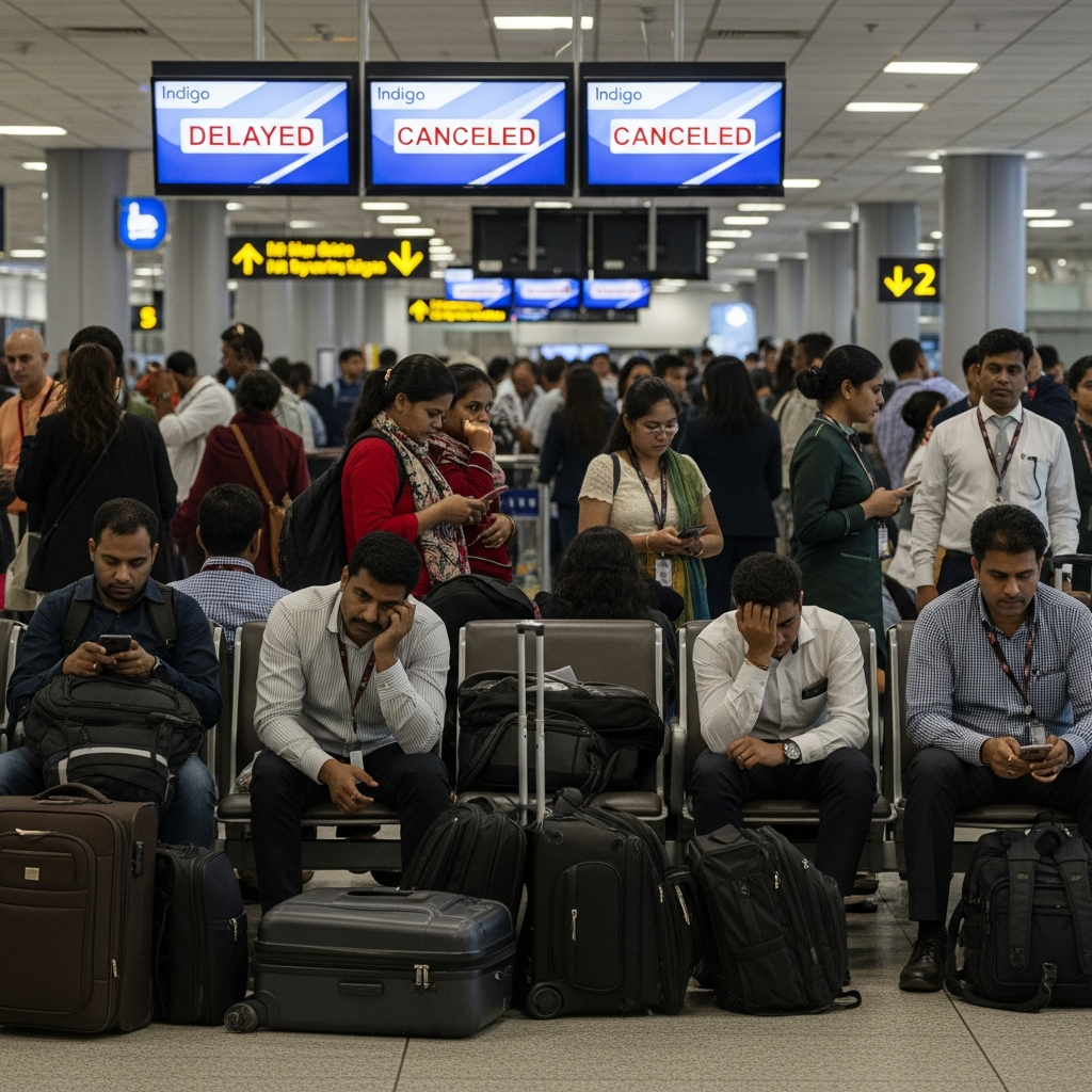 Illustration for: IndiGo Flight Delays and Cancellations Persist