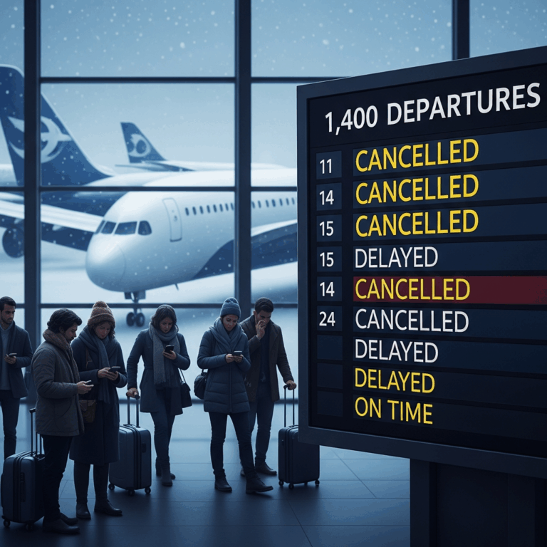 Illustration for: Blizzard Warning Cancels 1,400 US Flights