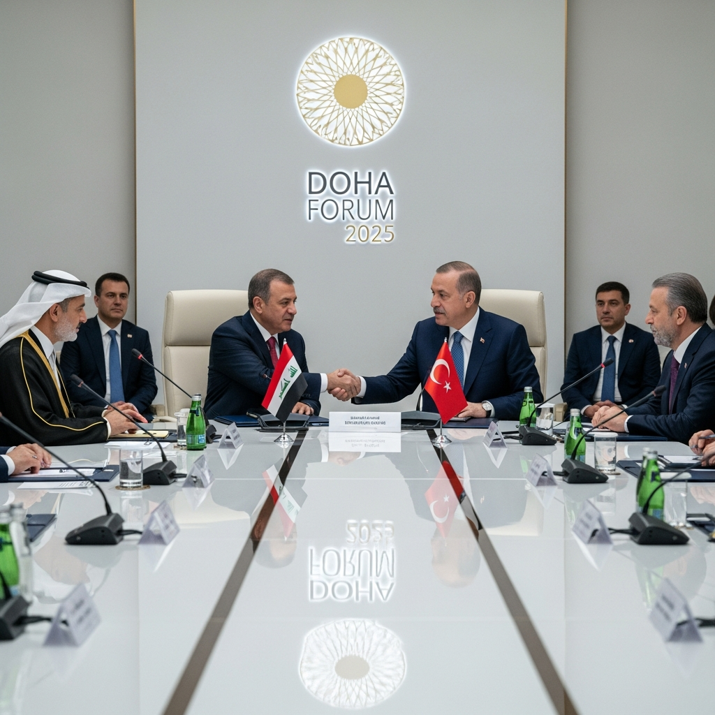 Illustration for: Iraq-Turkey Meeting at Doha Forum 2025