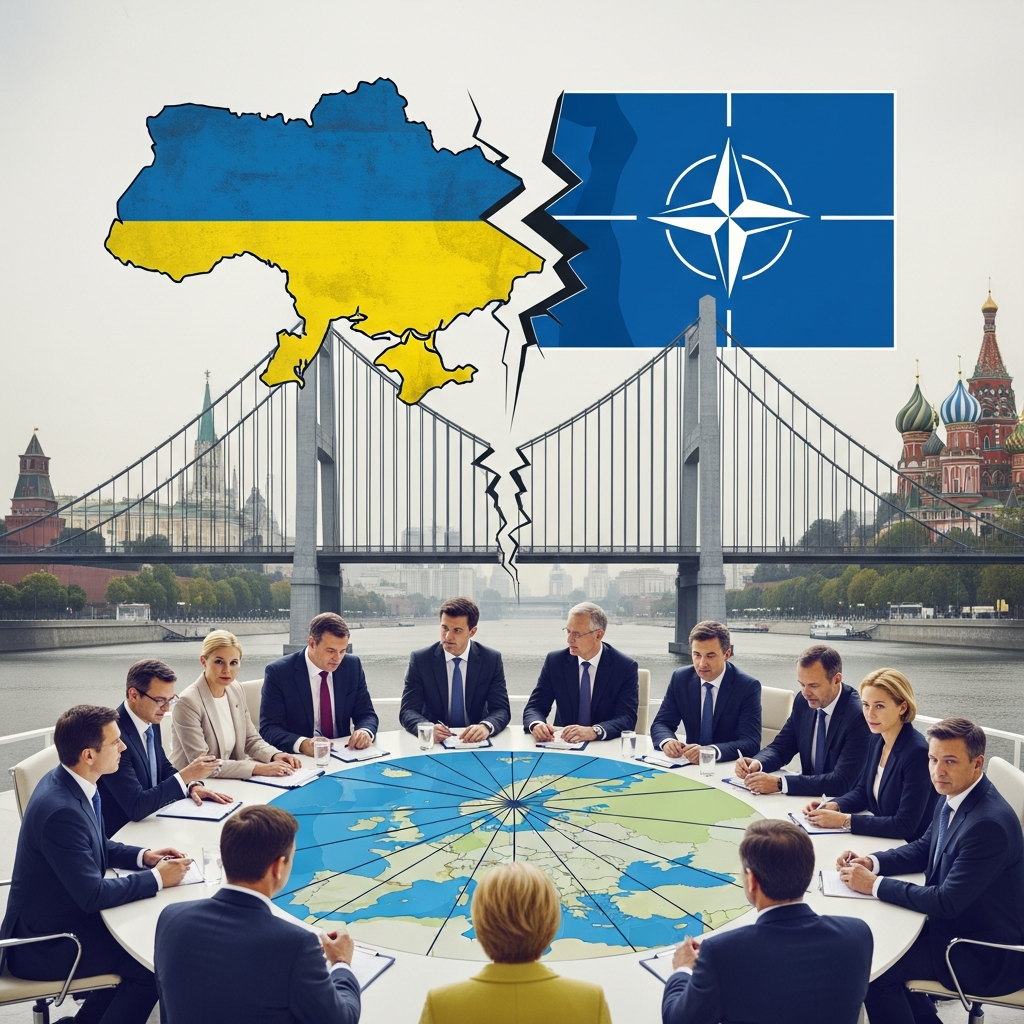 Illustration for: Ukraine's NATO Bid Ends, Europe Needs Russia Talks