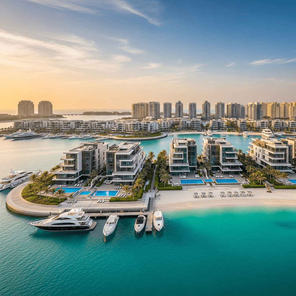Illustration for: Helvetia Marine: Luxury Living on Dubai Islands