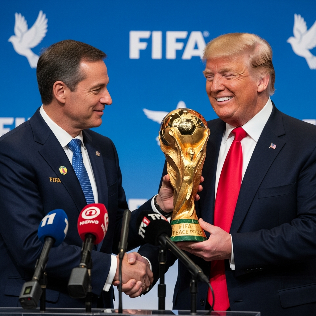 Illustration for: Trump Receives FIFA's First Peace Prize