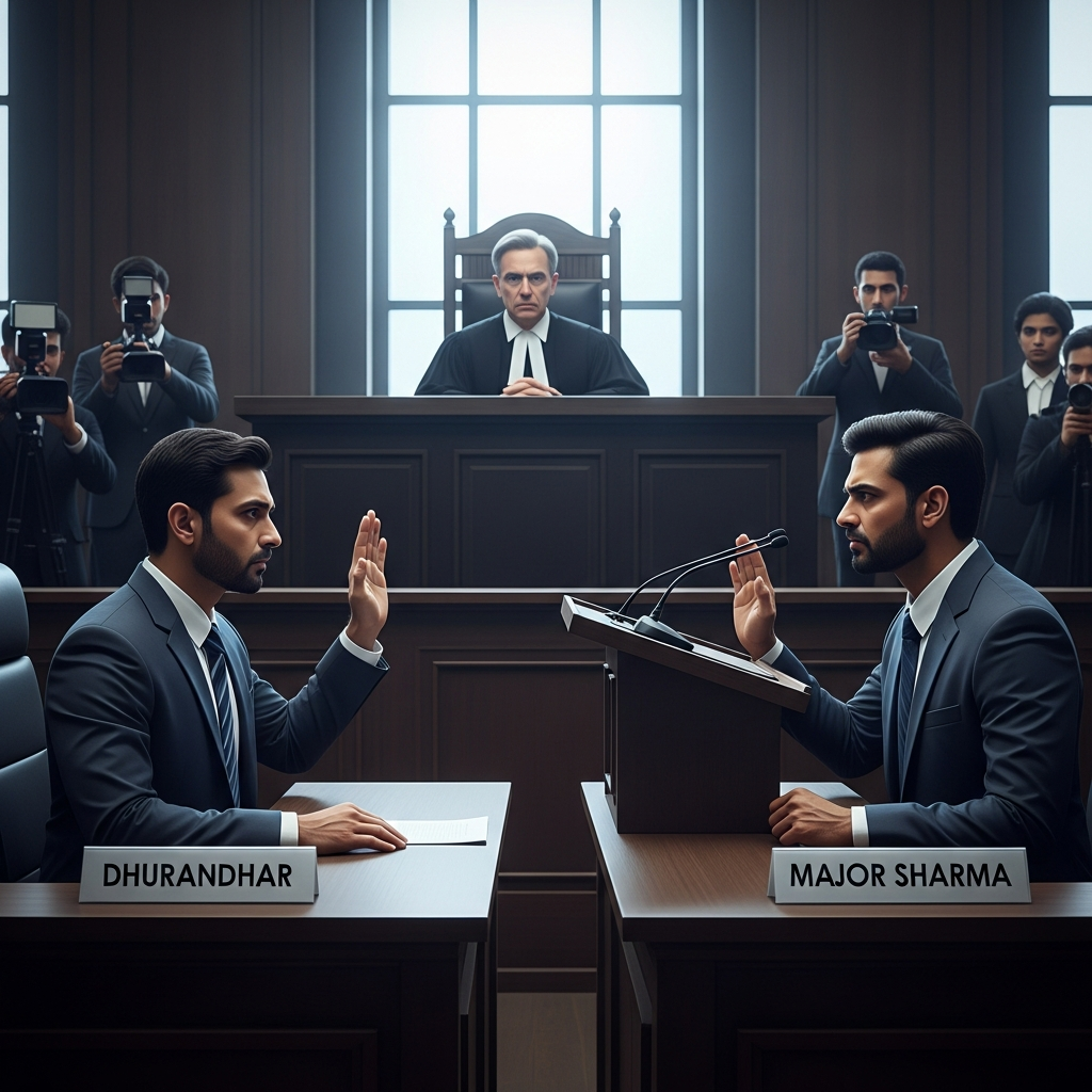 Illustration for: Dhurandhar Faces Legal Hurdle Over Major Sharma's Portrayal