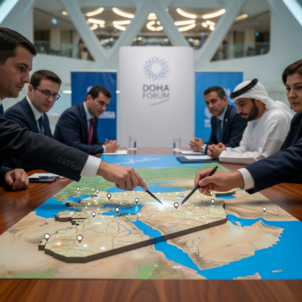 Illustration for: Syrian Diplomacy and Regional Stability Discussed at Doha Forum