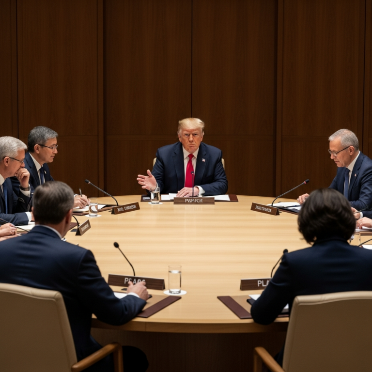 Illustration for: Proposed Peace Council Led by Trump: Axios