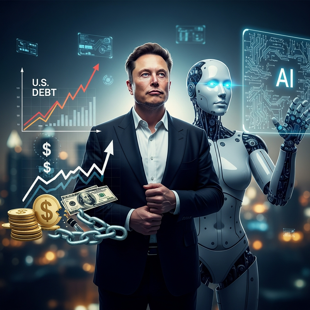 Illustration for: Musk on AI, Robots, and U.S. Debt Crisis