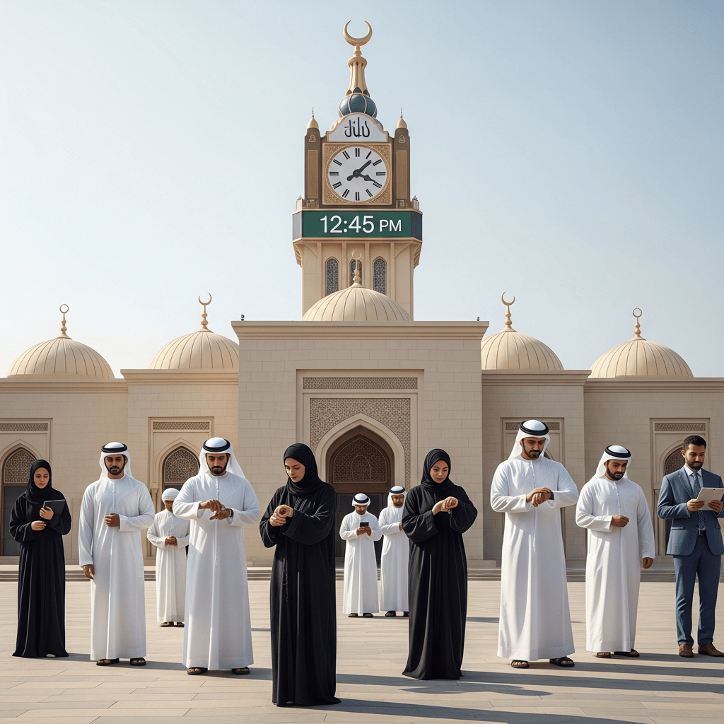 Illustration for: UAE Shifts Friday Prayer to 12:45pm: Community Adapts