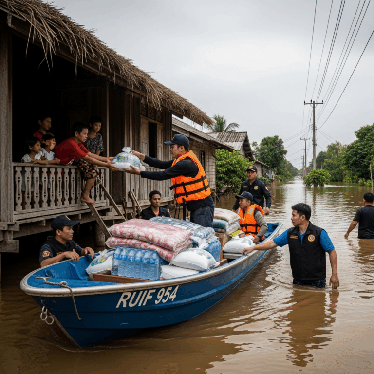 Illustration for: Deadly Floods in Southeast Asia: Aid Rushed