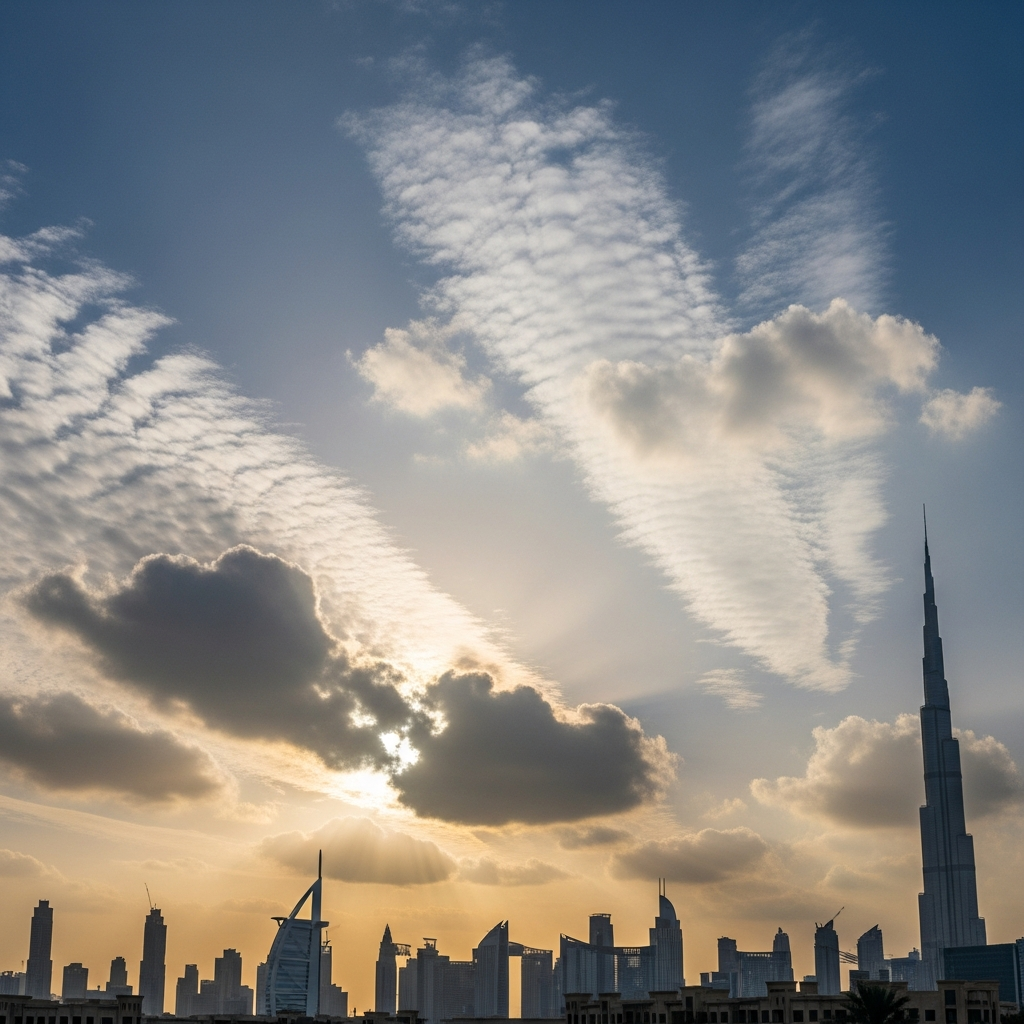 Illustration for: UAE Weather Update: Partly Cloudy with Rising Temps