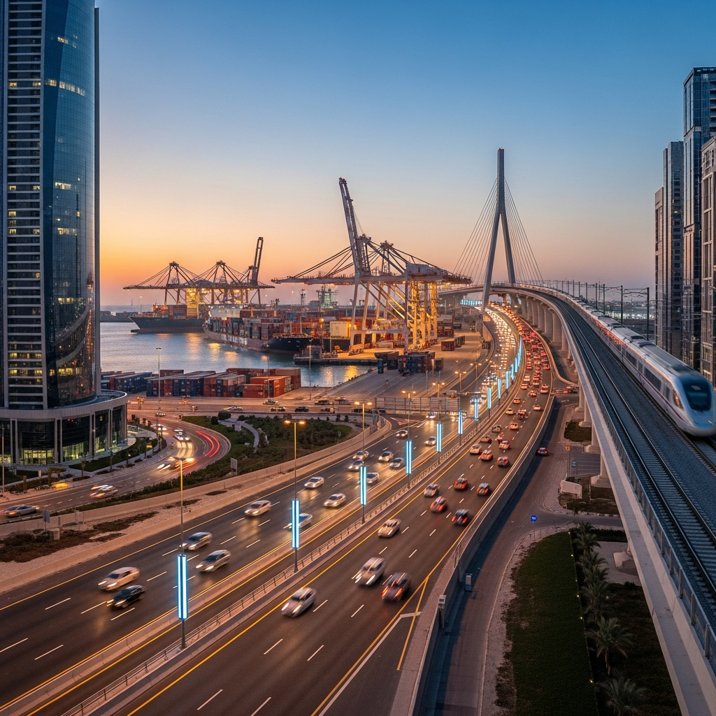 Illustration for: Abu Dhabi's $65.4 Billion Infrastructure Boost