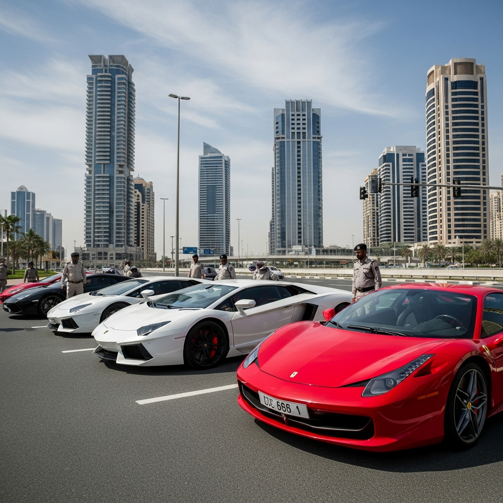 Illustration for: Dubai Police Seize Vehicles for Reckless Celebration