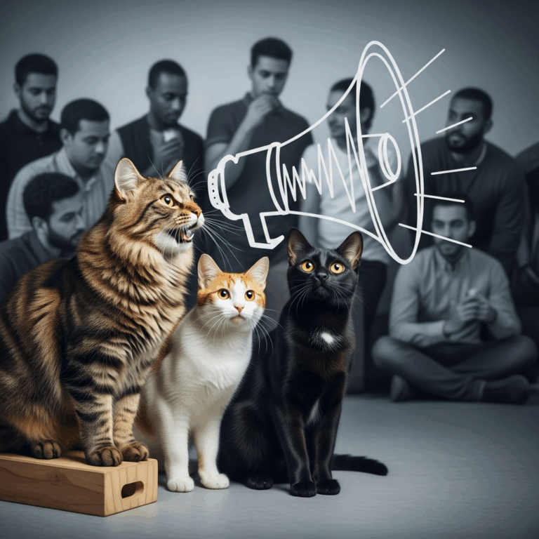 Illustration for: Cats Amplify Voices for Attention from Men