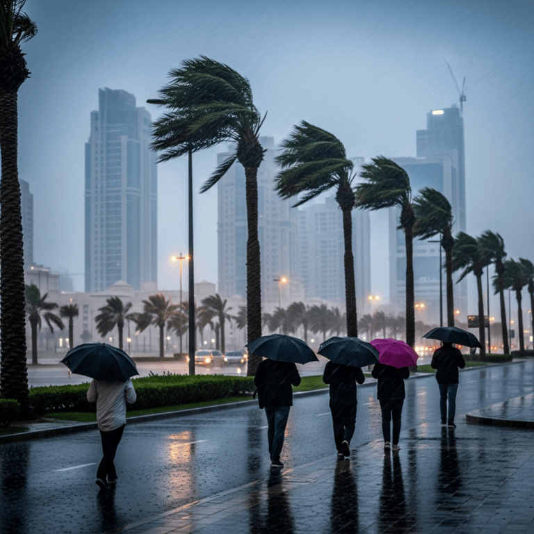 Illustration for: UAE Weather Alert: Rain and Winds Expected