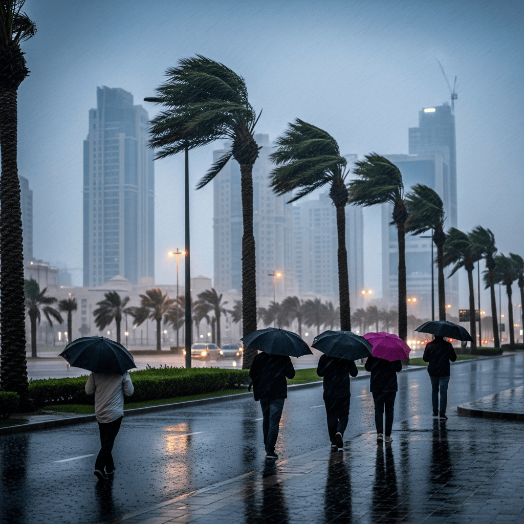 Illustration for: UAE Weather Alert: Rain and Winds Expected