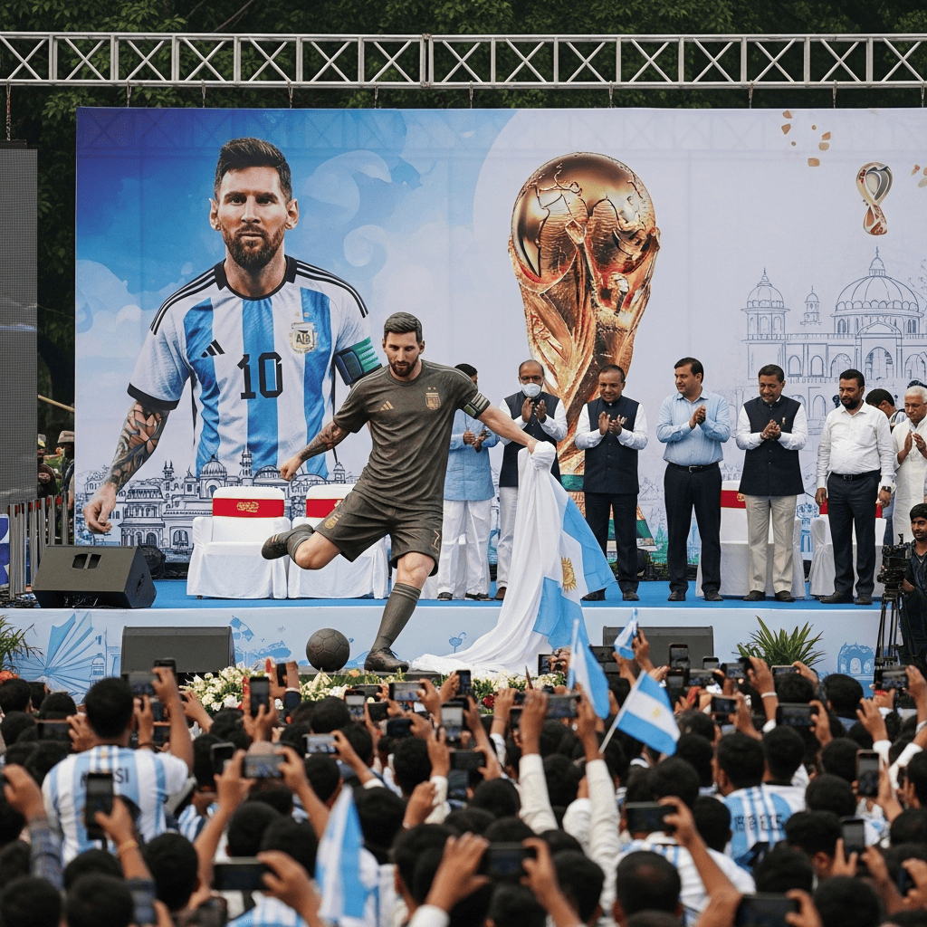 Illustration for: Lionel Messi's Statue Unveiling in Kolkata