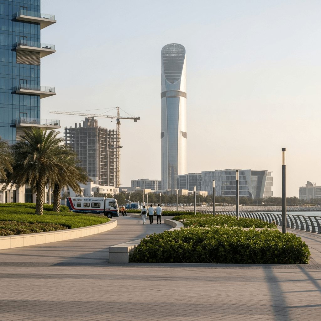 Illustration for: Fire on Reem Island Controlled by Abu Dhabi Teams