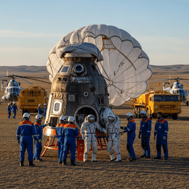 Illustration for: Soyuz MS-27 Returns Astronauts from ISS