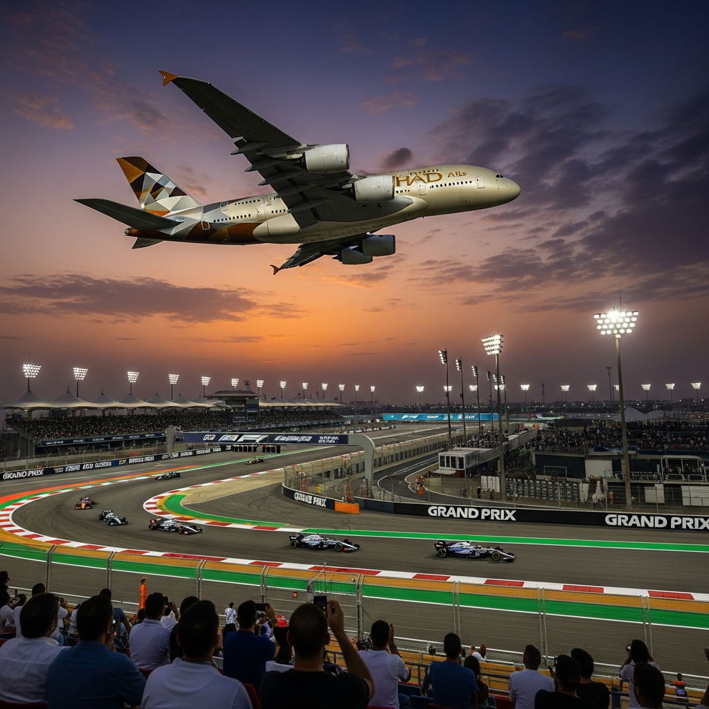 Illustration for: Etihad A380 Amazes at Abu Dhabi Grand Prix