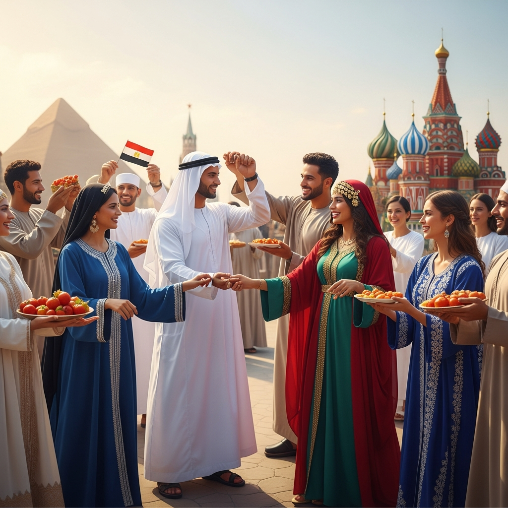 Illustration for: Egyptian-Russian Celebration Unites Cultures