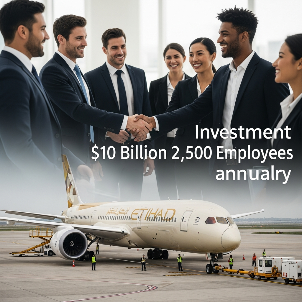 Illustration for: Etihad to Invest $10B in Aircraft, Hire 2,500 Annually