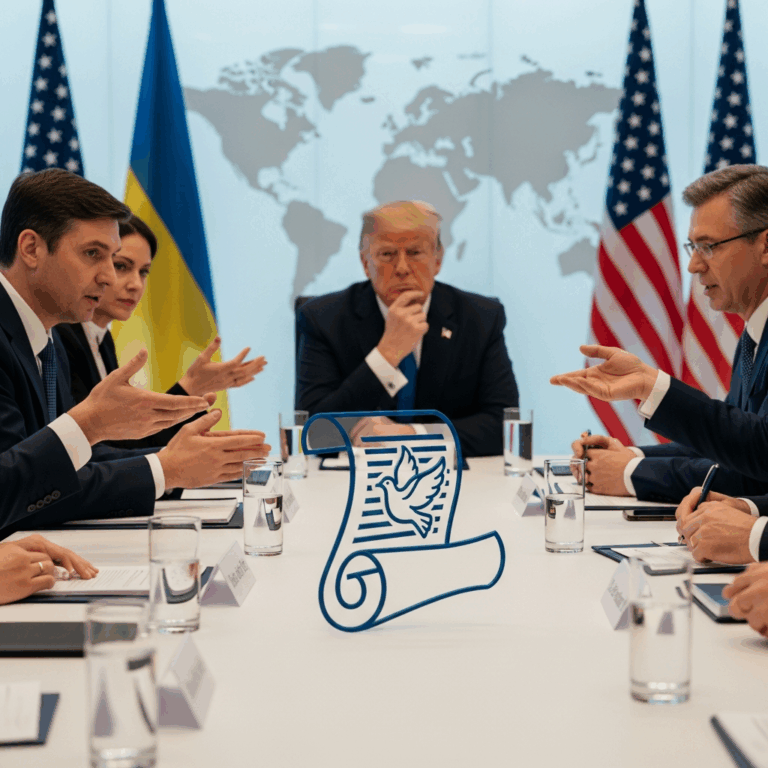Illustration for: Trump's New Peace Plan for Ukraine Discussed