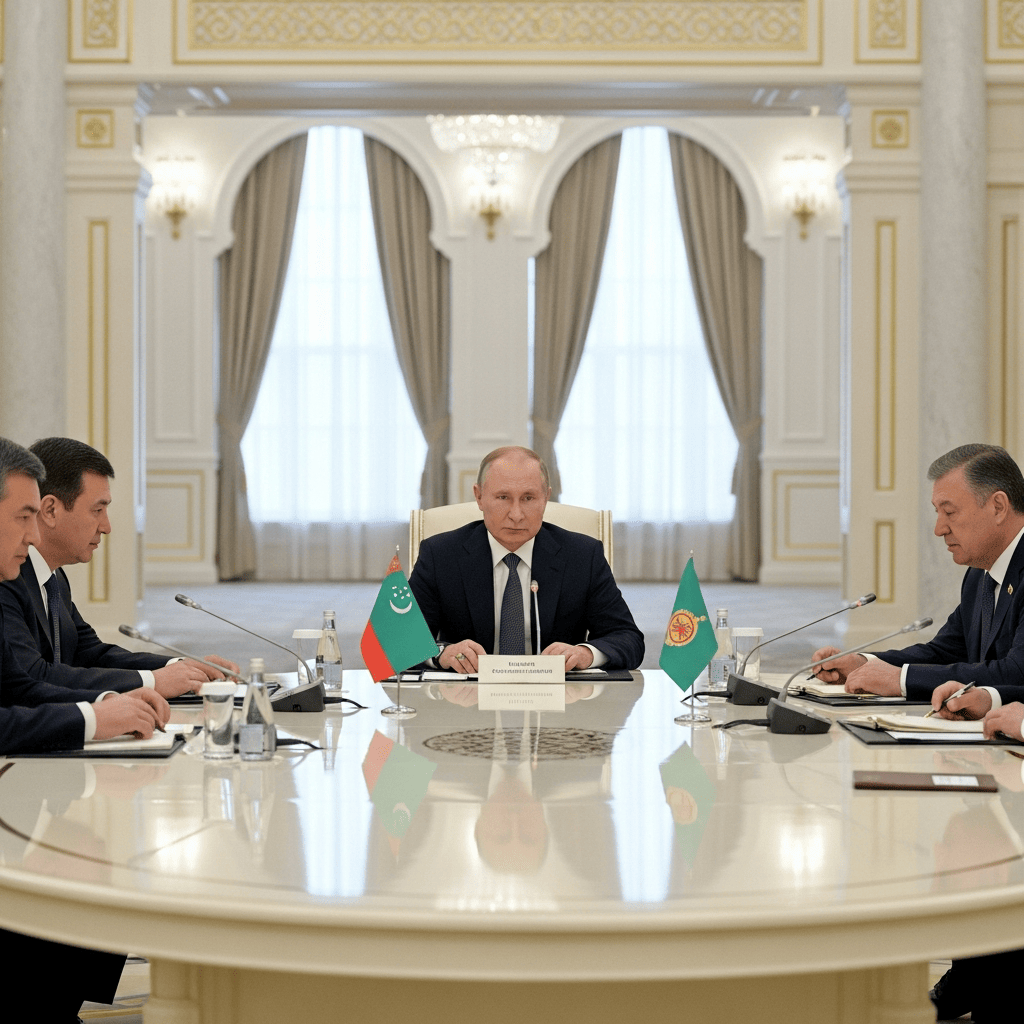 Illustration for: Putin's Scheduled Meetings at Ashgabat Forum