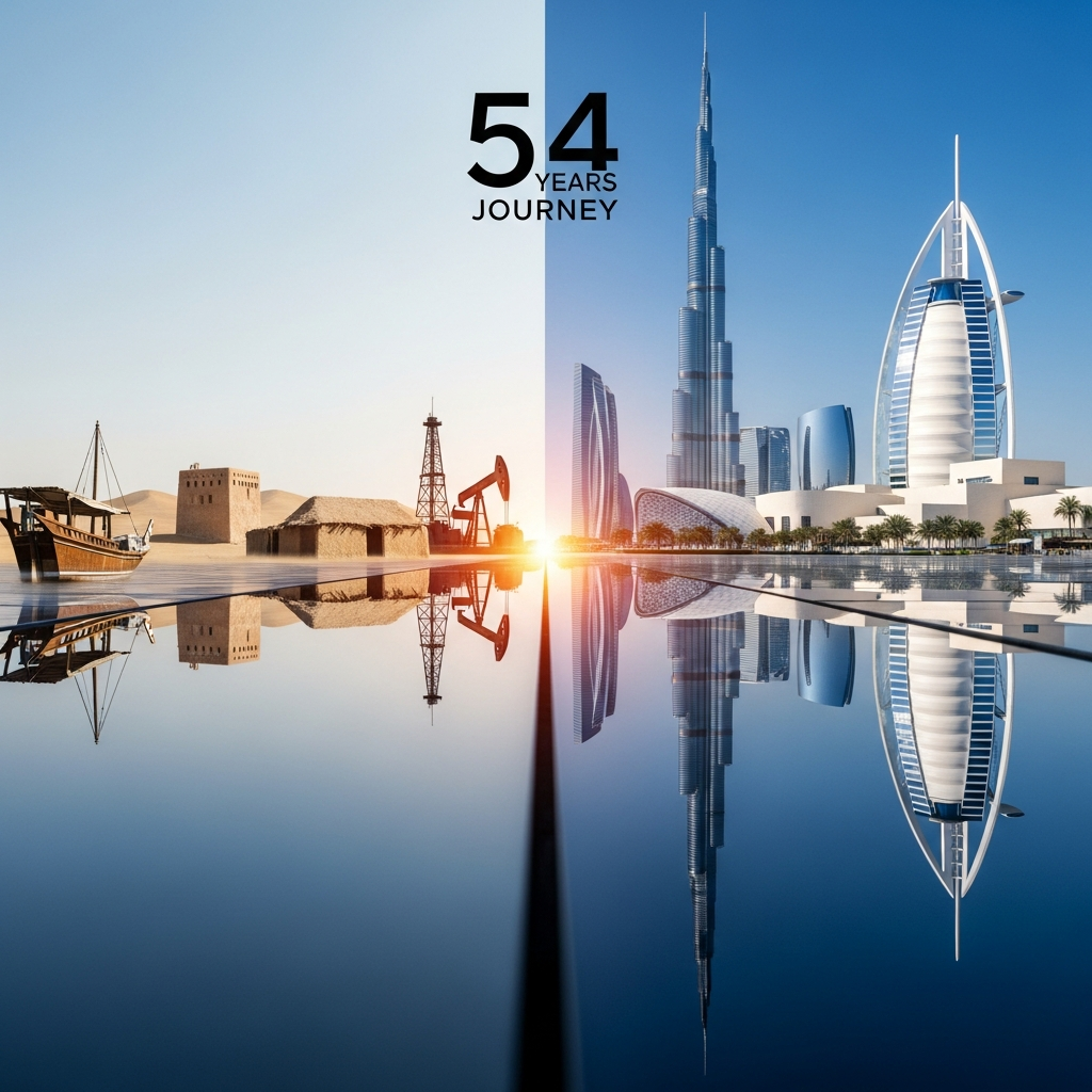 Illustration for: Reflecting on UAE's Remarkable 54-Year Journey