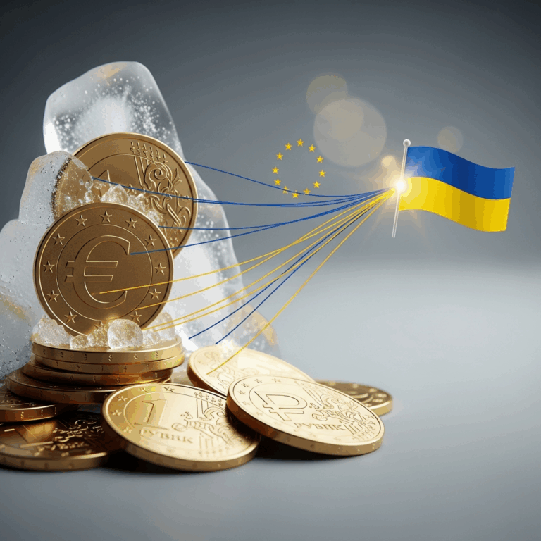 Illustration for: EU Loan Proposal for Ukraine and Frozen Russian Assets
