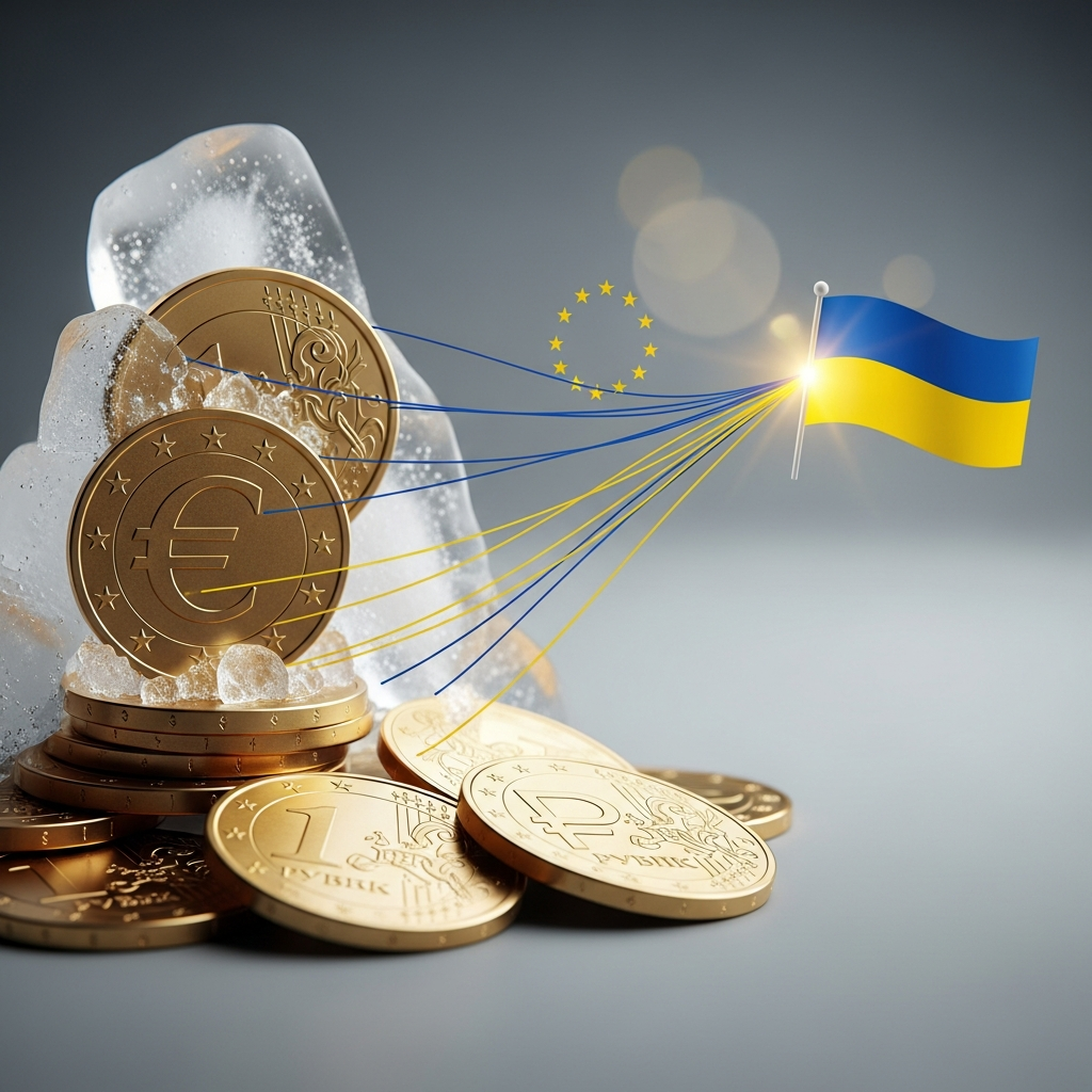 Illustration for: EU Loan Proposal for Ukraine and Frozen Russian Assets