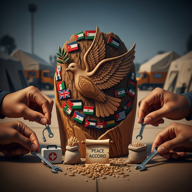Illustration for: Urgent International Aid and Peace Efforts for Gaza