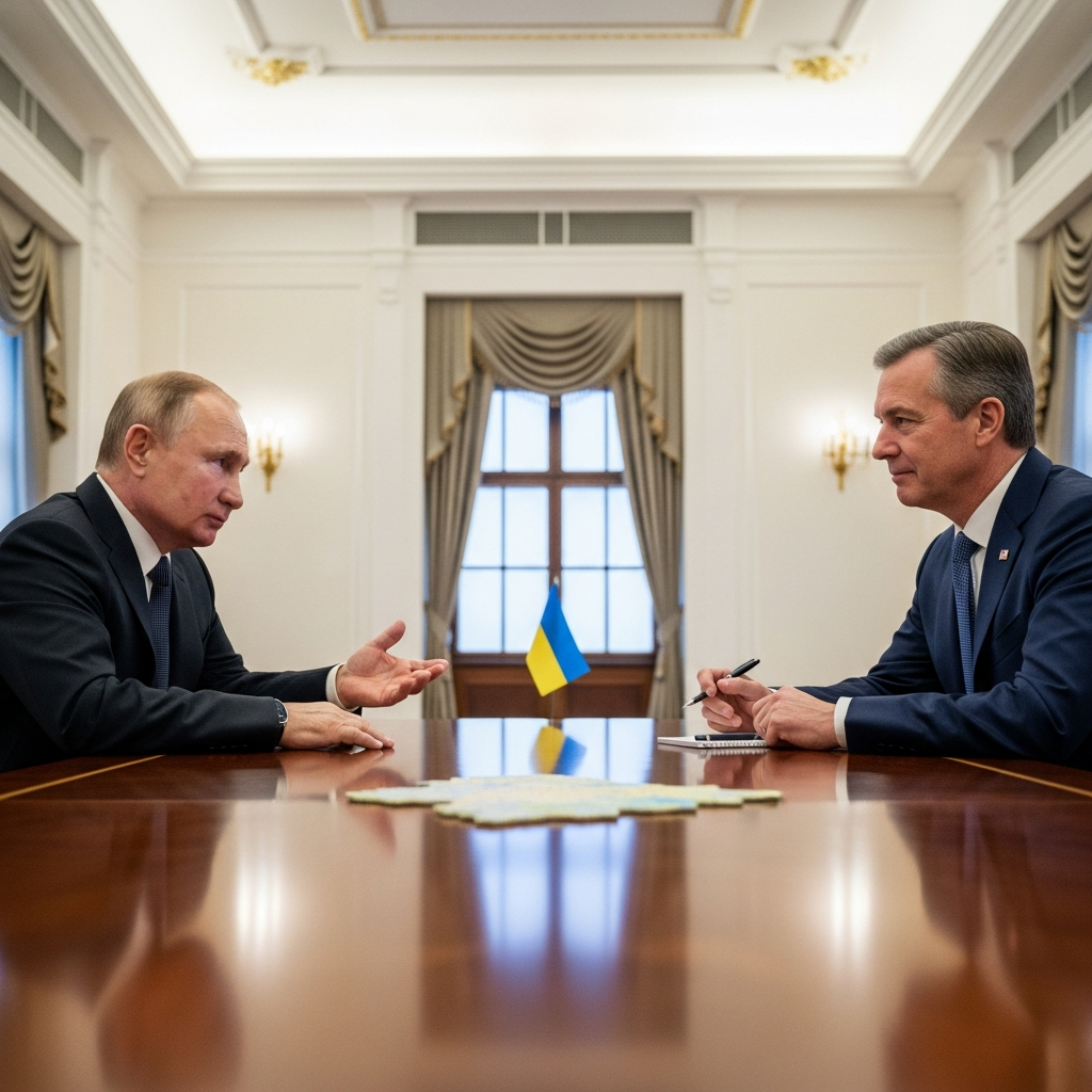 Illustration for: Putin Discusses Ukraine Plan with US Envoy
