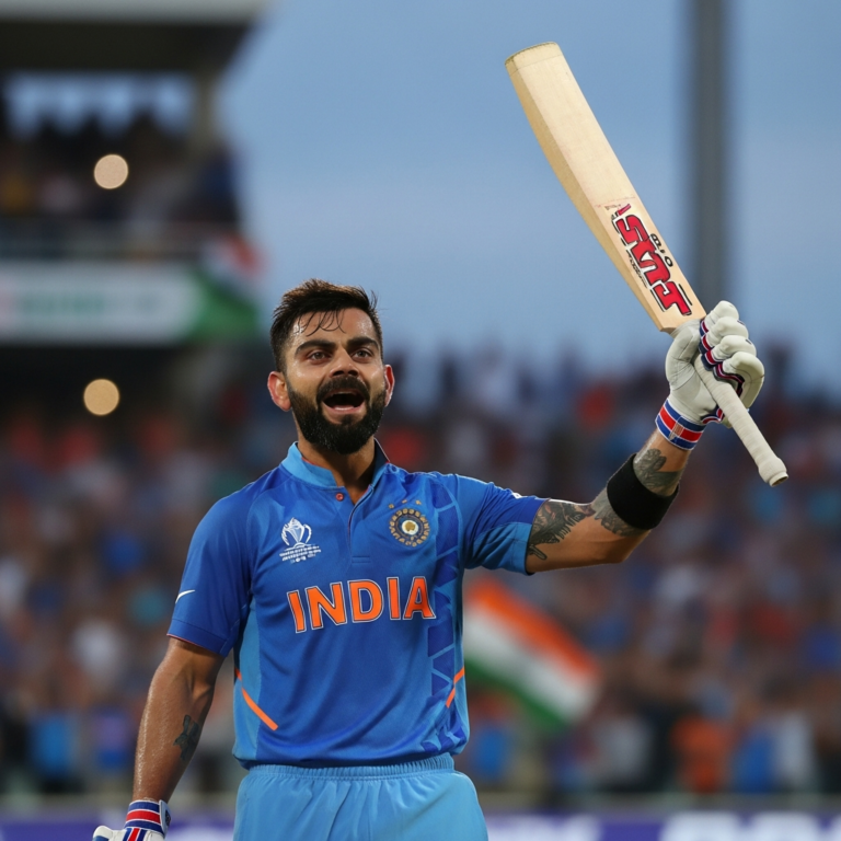 Illustration for: Kohli's Century Powers India to Commanding ODI Total