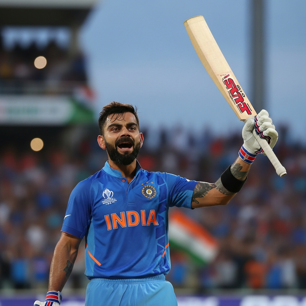 Illustration for: Kohli's Century Powers India to Commanding ODI Total
