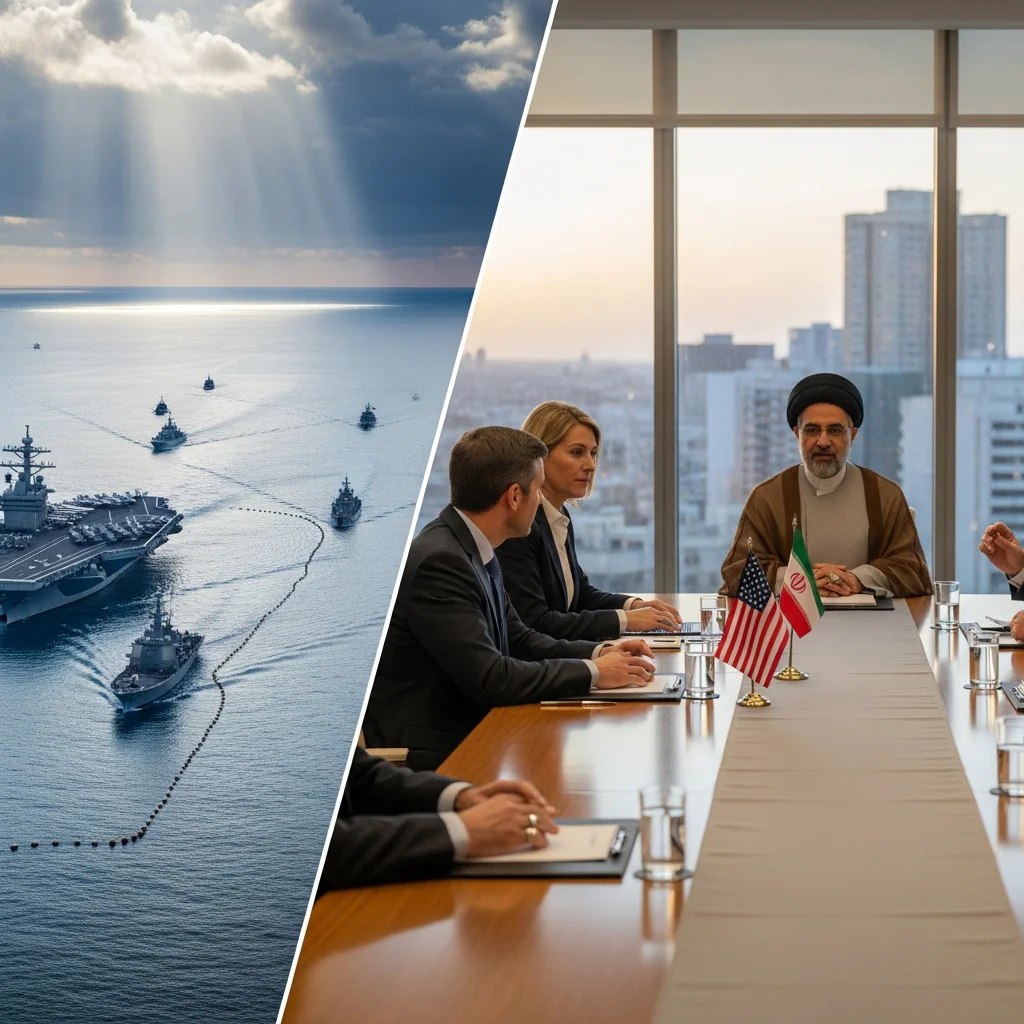 Illustration for: US-Iran Tensions: Naval Blockade and Ceasefire Talks