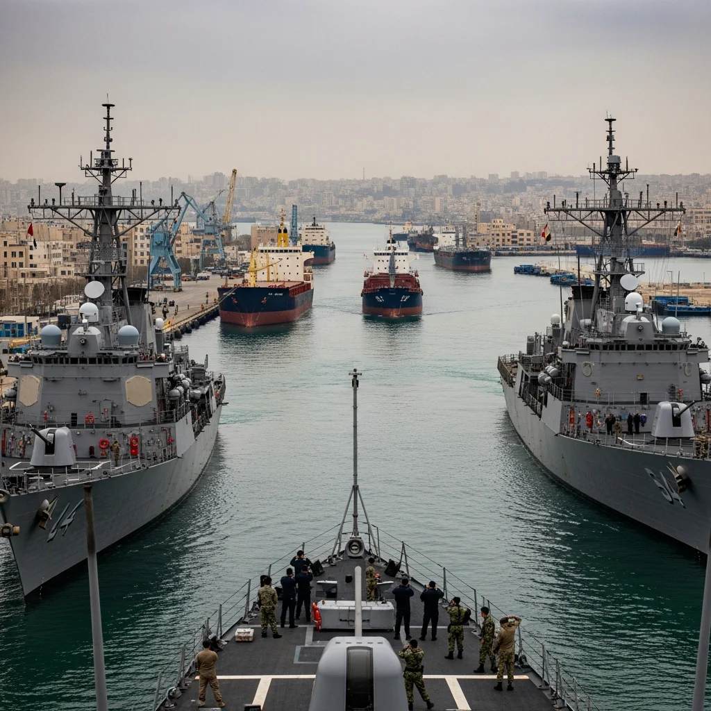 Illustration for: US Continues Blockade on Iranian Ports Amid Tensions
