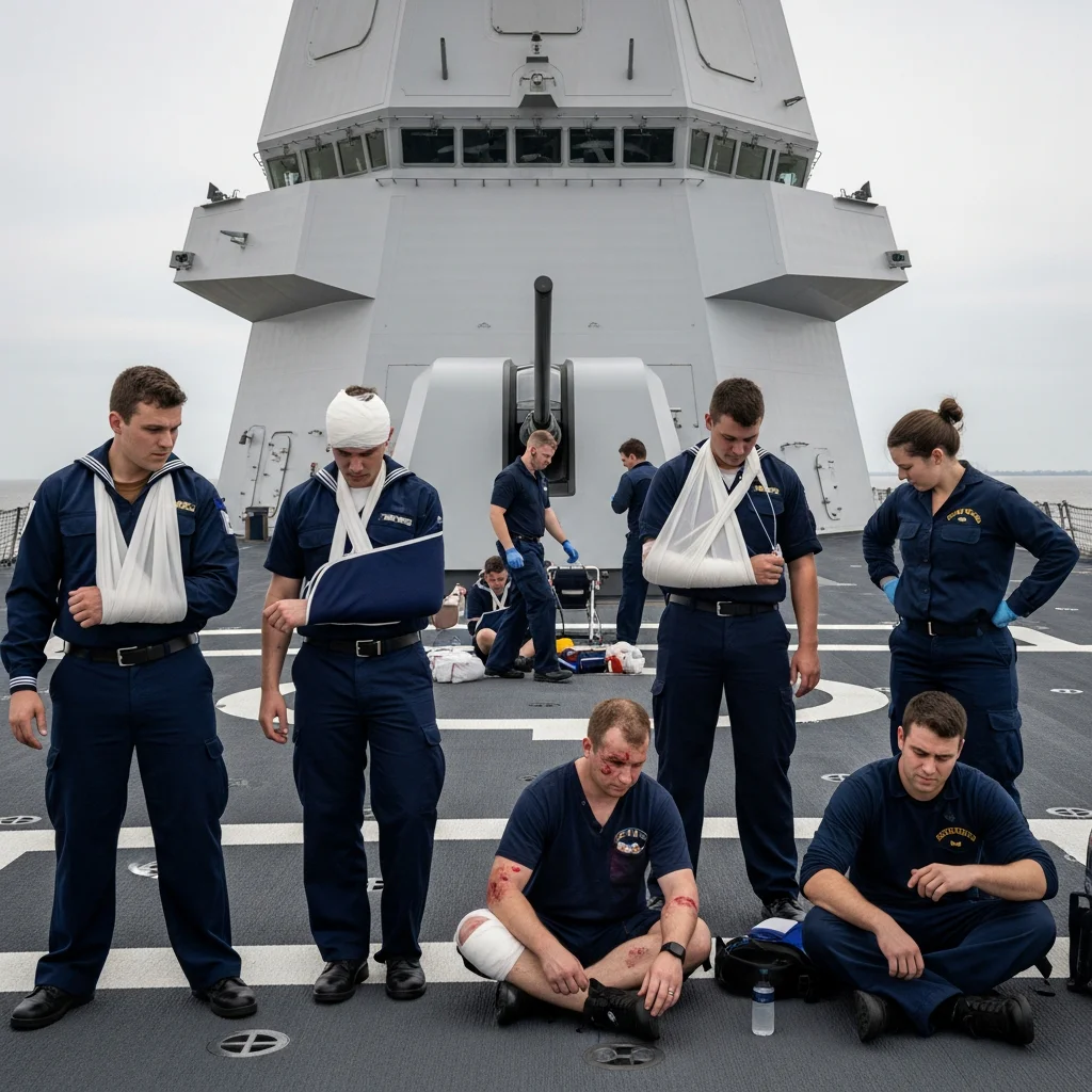 Illustration for: Fire Injures Sailors on USS Zumwalt in Mississippi